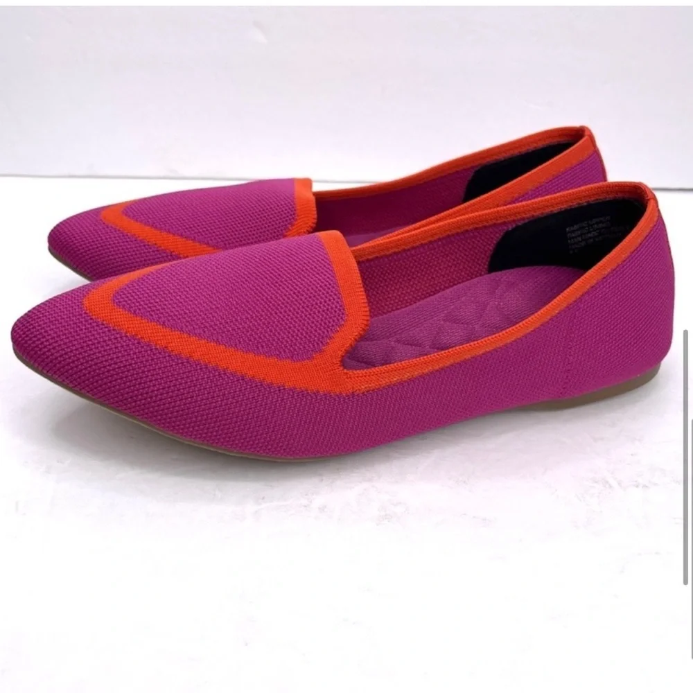 BIRDIES Blackbird NEW Knit Flats Loafers Tropical Pink Orange Size 7.5